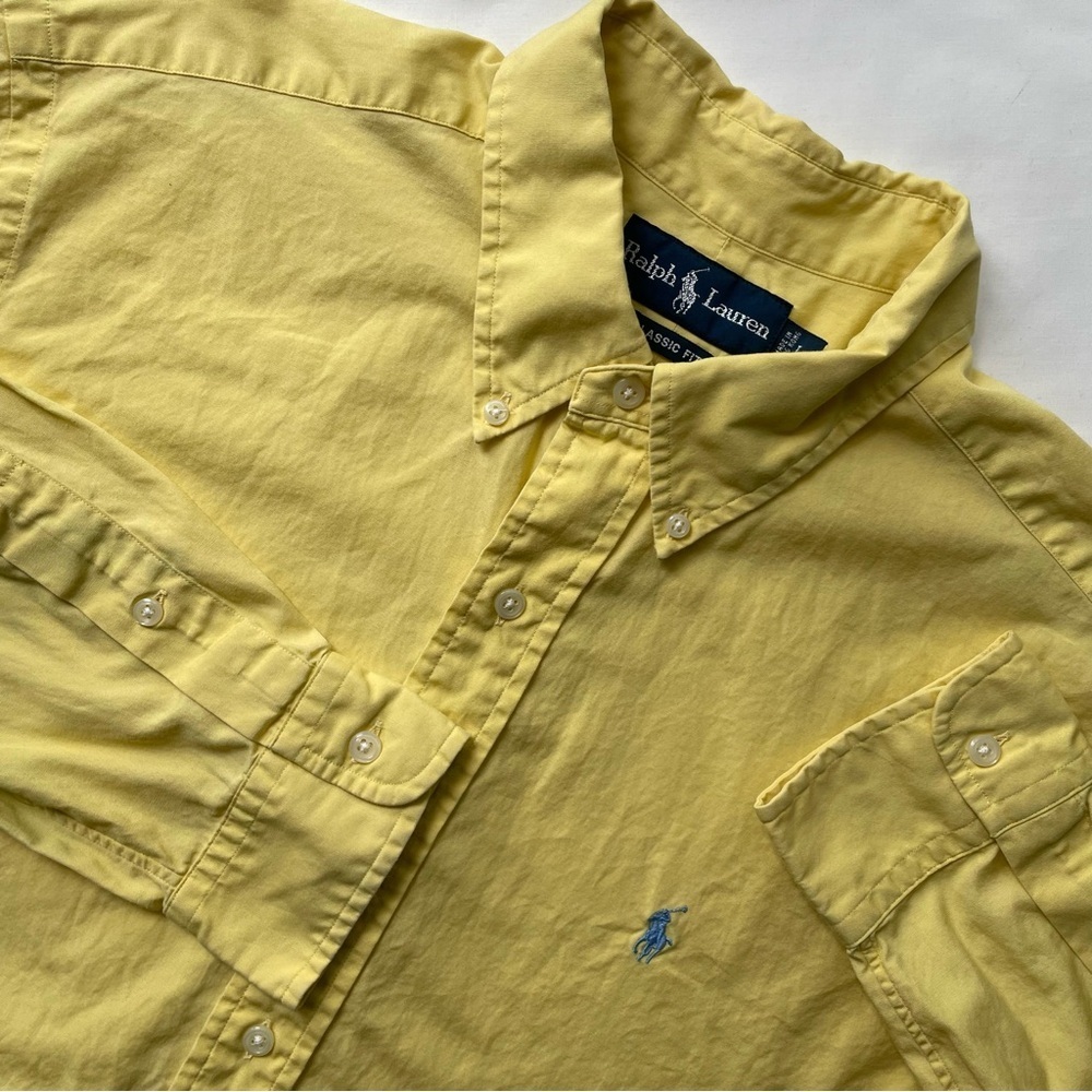 Ralph Lauren Classic Fit Long Sleeve Button Down Large Yellow